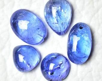 5 Pieces Natural Tanzanite Gemstone Cabochons 6x6mm to 6x9mm Mixed Shape Tanzanite Gemstones Cabs Loose Gems Stones Smooth Cabochon C-14783