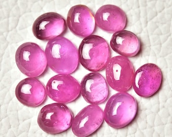5 Pieces Natural Ruby Cabochons Lot 5.8x7mm to 6.5x8mm Oval Shape Rare Ruby Glass Filled Gemstone Cabs Loose Stones Precious Cab C-15358