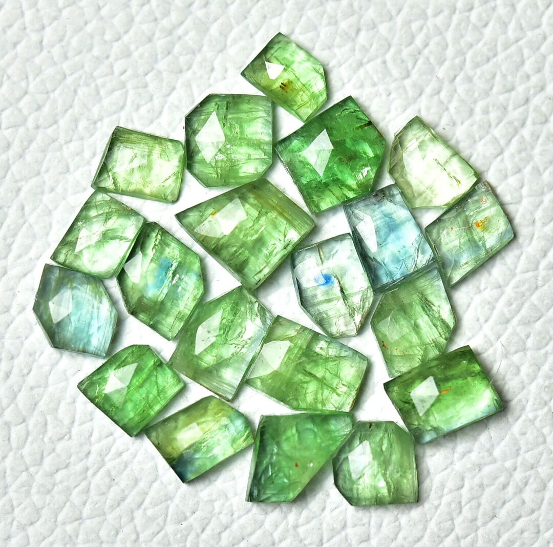 5 Pcs Mint Green Kyanite Rose Cut Gemstones Lot 5x7mm 7.5x8.5mm Irregular Shape Kyanite Loose