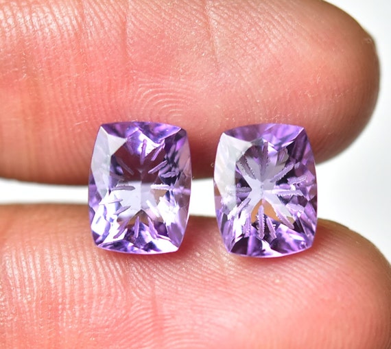 Pieces Natural Amethyst Carved Cushion Shape 7x9mm Loose Gem