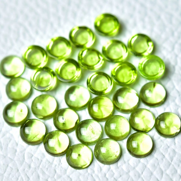 10 Pieces Natural Peridot Cabochons Lot 5mm Round Shape Genuine Peridot Gemstones Cab Loose Stones Smooth Gems Semi Precious C-9152