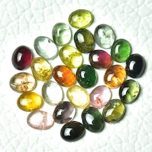 10 Pieces Lot Rare Multi Tourmaline Cabochons 3.5x4.5mm to 4x5mm Oval Shape Natural Tourmaline Gemstone Cabs Cab Loose Gemstones C-19190