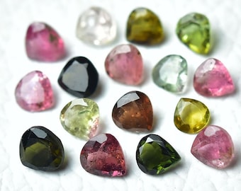 5 Pieces Natural Multi Tourmaline Faceted Lot 3x3mm to 4.5x4.5mm Heart Shape Tourmaline Gemstones Semi Precious Loose Cut Gems C-21774
