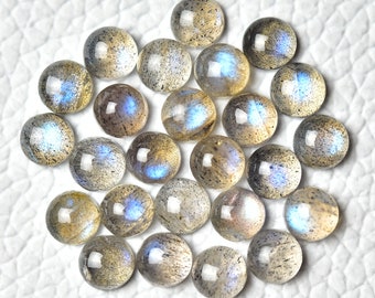10 Pieces Natural Labradorite Cabochons Lot 5mm Round Shape Blue Fire Labradorite Stones Loose Gemstones Cabs Smooth Gems Stone C-19072