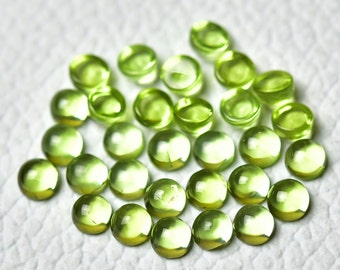 10 Pieces Natural Peridot Gemstones Cabochons Lot 4mm Round Shaped Genuine Peridot Gemstone Cabs Loose Stones Smooth Gems Cabochon C-7923