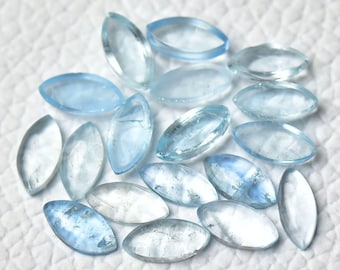 5 sztuk naturalnych kaboszonów akwamarynu, zestaw 4 x 8 mm, kształt markizy, prawdziwe kamienie szlachetne akwamarynu, luźne kamienie, gładkie kamienie, półszlachetne C-16177