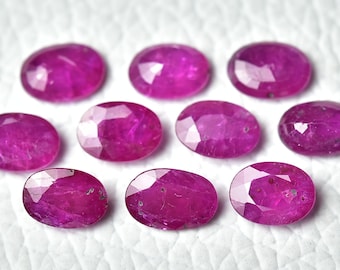2 Pieces Natural Ruby Faceted Gemstones 5x7mm Oval Shape Genuine Ruby Gemstone Cut Stone Loose Stones Faceted Gems C-3845