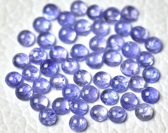 10 Pieces AA Natural Tanzanite Cabochons Gemstone Lot 2.5mm Round Shape Genuine Tanzanite Gemstone Cab Loose Stones Smooth Gems Cabs C-20462