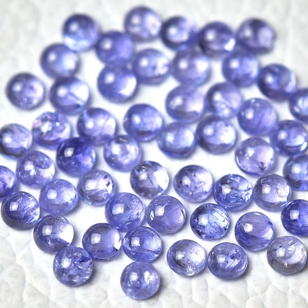 10 Pieces AA Natural Tanzanite Cabochons Gemstone Lot 2.5mm Round Shape Genuine Tanzanite Gemstone Cab Loose Stones Smooth Gems Cabs C-20462