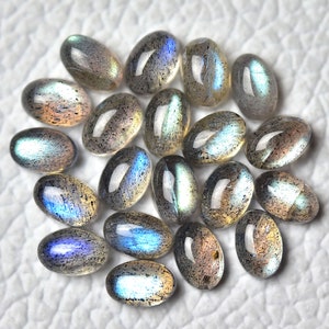 10 Pieces Natural Labradorite Cabochons Lot 4x6mm Oval Shape Fire Labradorite Stones Loose Cabochon Gemstones Cabs Smooth Gems Stone C-19073