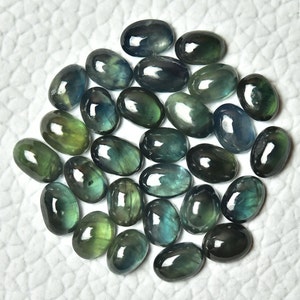 Lot de 5 cabochons de saphir naturel 3 x 4 mm - 3,5 x 5 mm, forme ovale, saphir bleu, pierres précieuses, cabochons de pierres précieuses lisses C-4634