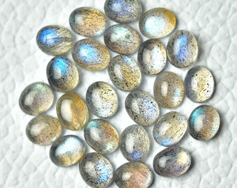 10 Pieces Natural Labradorite Cabochons Gemstone Lot 4x5mm Oval Shape Flashy Labradorite Gemstone Loose Gem Stones Smooth Cabs C-19055