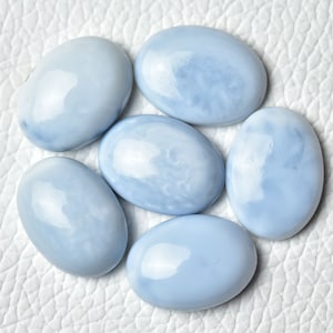 4 Pieces Natural Blue Opal Cabochons Lot 13x18mm Oval Shape Cab Rare Blue Opal Gemstones Cabs Smooth Loose Flat Back Stones Cabochon C-7058
