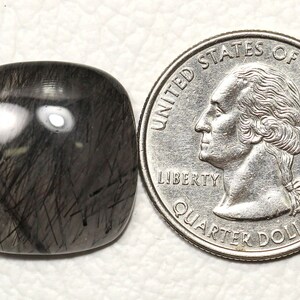 1 Piece Black Rutile Cabochon 20x20mm Cushion Shape Natural Rutile Gemstones Cabs Loose Stones Smooth Gems Semi Precious C-18629