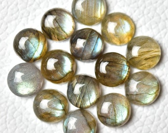 5 Pieces Natural Labradorite Cabochons Gemstones Lot 9mm 10mm Round Shape Flashy Cabochon Smooth Stones Gemstone Loose Cabs C-10976