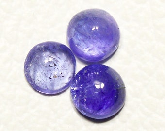 3 Pieces AA Natural Tanzanite Cabochons Lot 7mm to 7.5mm Round Shape Genuine Tanzanite Gemstone Cab Loose Stones Smooth Gems Cabs C-16977