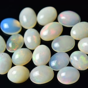 3 Pieces Natural Ethiopian Opal Cabochons Lot 7.5x9.5mm - 8x11.5mm Oval Shape Welo Opal Gemstones Smooth Cabochon Loose Stone Cabs C-15550