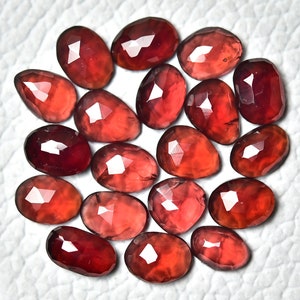 5 Pieces Natural Garnet Rose Cut Gemstone Slice Lot 4x5mm - 5.5x6.5mm Odd Shape Garnet Faceted Gemstones Loose Cut Stones Cabochons C-5817