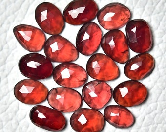 5 Pieces Natural Garnet Rose Cut Gemstone Slice Lot 4x5mm - 5.5x6.5mm Odd Shape Garnet Faceted Gemstones Loose Cut Stones Cabochons C-5817