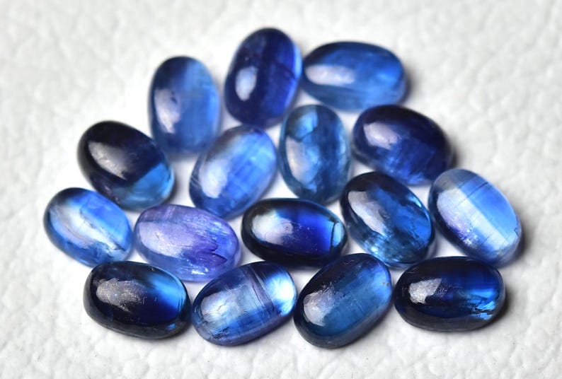 Natural Blue Kyanite Cabochons 6x9mm 7x9mm 7x10mm 8x10mm Oval Shape Genuine Blue Kyanite Gemstones Loose Gems Stones Smooth Cabochon C-6271 image 3