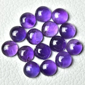 5 Pieces Natural Amethyst Cabochon Gemstones Lot 8mm Round Shape Purple Amethyst Gem Stones Cabochons Smooth Loose Cabs Gems Stones C-15370