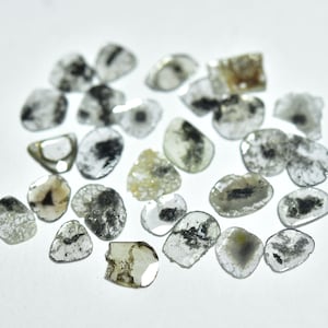 5 Pieces Salt And Pepper Diamond Faceted Slice 4x5mm to 4.5x6mm Natural Shape Raw Gray Diamonds Polki Slices For Gemstone Jewelry C-21965