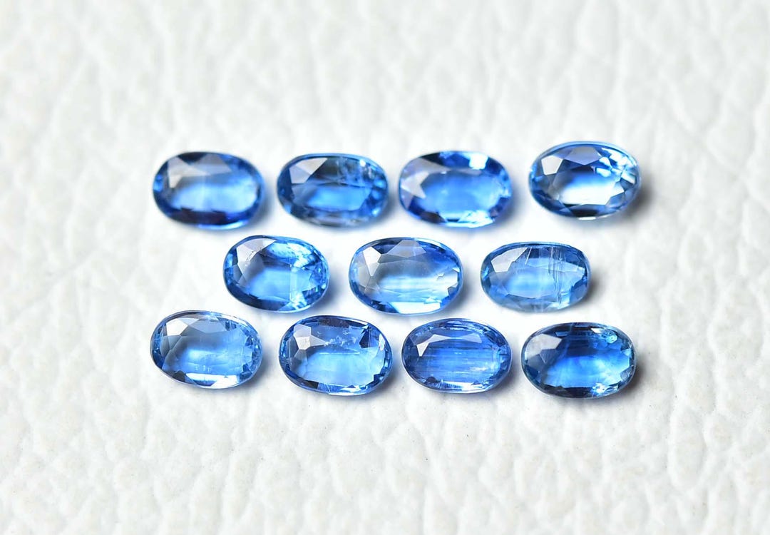 5 Pieces Natural Blue Kyanite Faceted Gemstones Lot 4x6mm 5x7mm Oval ...