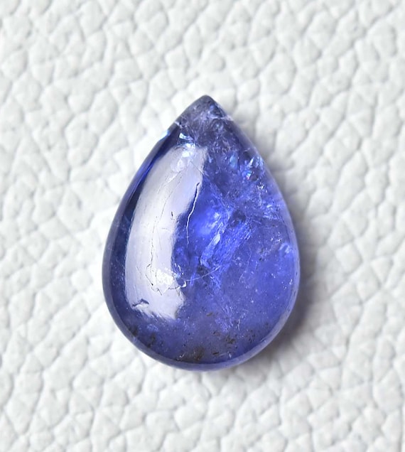 12.30カラット 天然タンザナイト カボション 14x19.5 mm ペアシェイプ