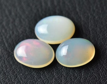 6.50 Cts Natural Ethiopian Opal Cabochons Gemstones Lot 9x11.5mm 3 Pcs Oval Shape Welo Fire Opal Gemstone Cabochon Loose Stones Cabs C-3868