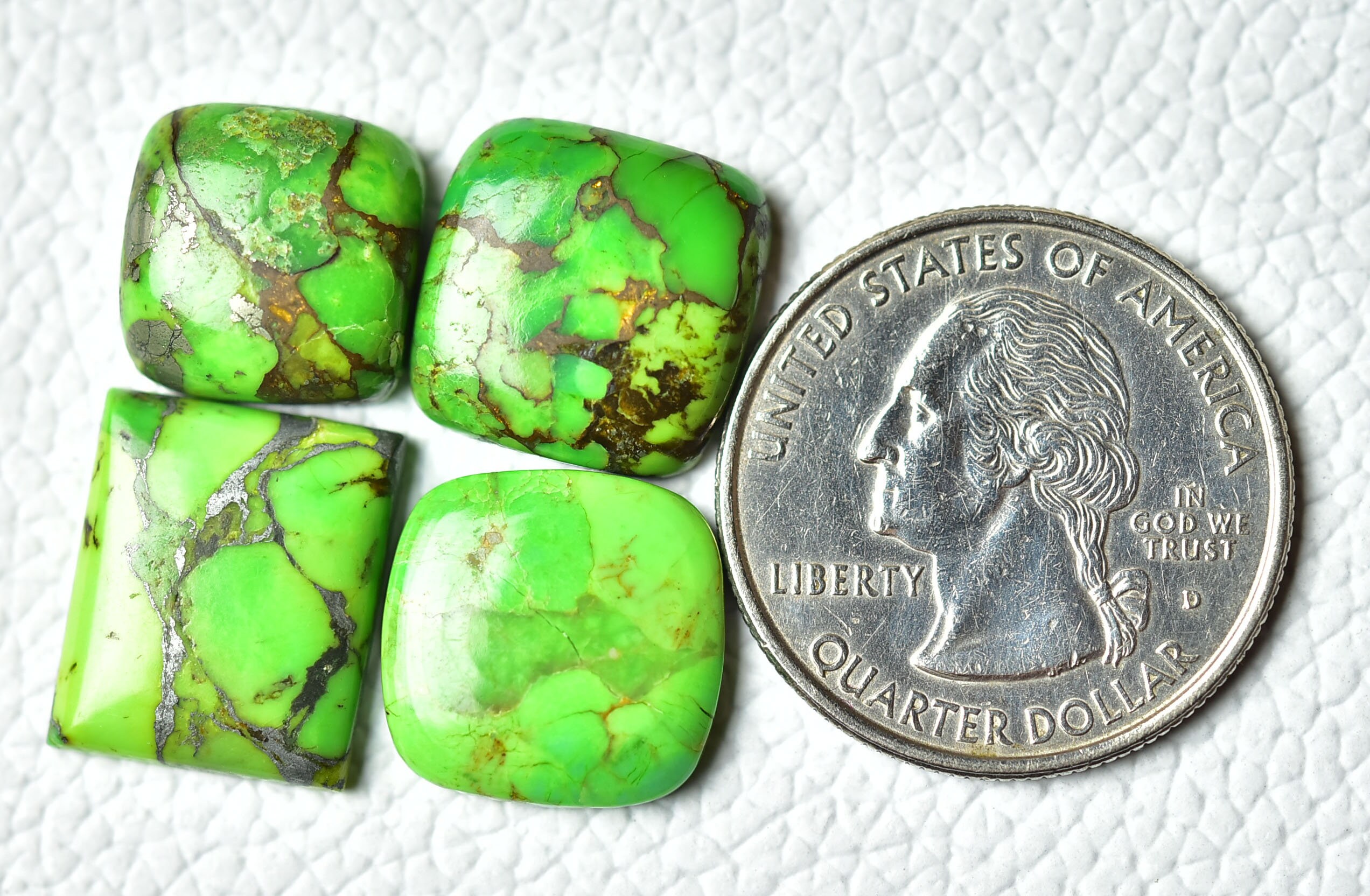 4 Pieces Mojave Copper Turquoise Cabochons Lot 12x12mm to 13x15