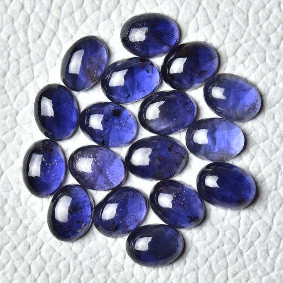 5個入り 天然アイオライト宝石カボション ロット 6 x 8 mm オーバル
