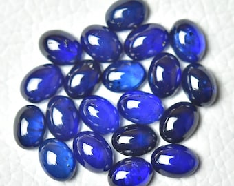 2 Pieces Natural Blue Sapphire Cabochons Lot 4.5x5.5mm- 5x6mm Oval Shape Diffused Sapphire Gemstone Cabs Loose Stone Precious Gems C-4595