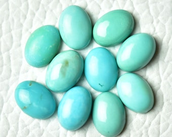 5 Pieces Natural Sleeping Beauty Turquoise Cabochons Lot 5x7mm Oval Shape Arizona Turquoise Gemstones Smooth Gem Stone Loose Cabochon C-4850