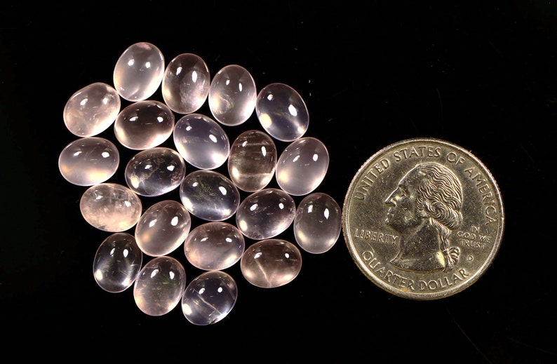 10 Pieces Natural Rose Quartz Cabochon Lot 7x9mm Oval Shape Cab Rare Rose Quartz Gemstone Smooth Loose Stones Calibrated Cabs C-18061