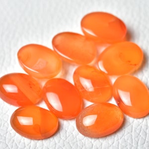 5 Pieces Natural Carnelian Cabochons Lot 10x14mm Oval Shape Genuine Carnelian Gemstones Cabs Smooth Gems Loose Stones 5342 image 4