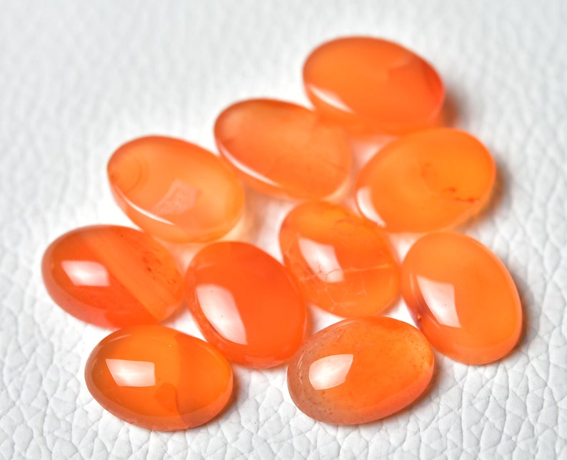 5 Pieces Natural Carnelian Cabochons Lot 10x14mm Oval Shape Genuine Carnelian Gemstones Cabs Smooth Gems Loose Stones 5342 image 4