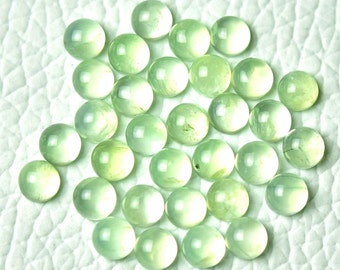 10 Pieces Natural Prehnite Cabochons Lot 3mm 4mm Round Shape Cab Rare Prehnite Gemstone Cabs Loose Stones Smooth Gemstones Cabochon C-16070