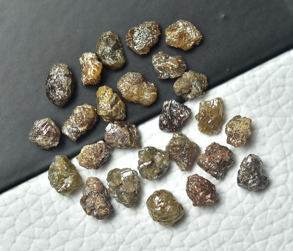 5 ピース 原石ダイヤモンド 4 mm-5 mm グレー ブラウン 原石天然  
