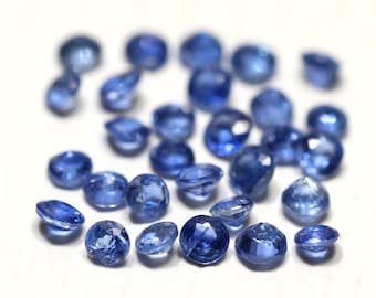 Lotto di 7 pezzi di pietra sfaccettata di cianite naturale AAA da 2,2 mm a 2,4 mm di forma rotonda, rara pietra preziosa di cianite blu tagliata, pietra semipreziosa C-18750