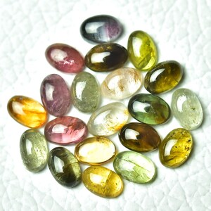 10 Pieces Multi Tourmaline Cabochons 4x6mm Oval Shape Natural Multicolor Tourmaline Lot Gemstone Smooth Cabochon Semi Precious Cabs C-19136