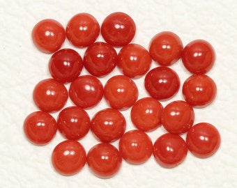 5 Pieces Natural Italian Red Coral Cabochon 5.2mm to 5.5mm Round Shape Cab 100% Italian Coral Gemstone Cab Smooth Gems Loose Stone C-16944