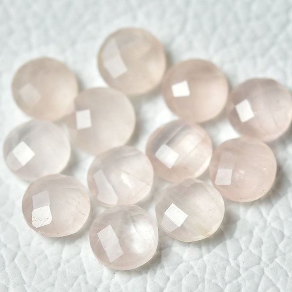 5 Pieces Rose Quartz Faceted Gemstone Briolettes 5mm 7mm 10mm Round Shape Rose Quartz Calibrated Gemstones Faceted Cut Loose Stones C-21713