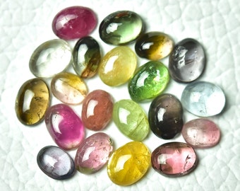 10 stuks multi-toermalijn cabochons veel 4 x 5 mm-5 x 6,5 mm ovale vorm natuurlijke toermalijn alle kleuren edelstenen gladde cabines losse cabochon C-19177