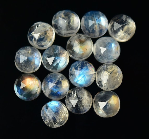 Pierre De Lune Arc-en-ciel Naturelle - Cabochon Rond 6 Mm - Lot De Plus De 25 Pièces - Inde