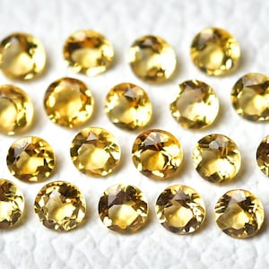 5 Pieces Natural Citrine Faceted Loose Gemstones Lot 4mm Round Shaped Genuine Citrine Gems Semi Precious Cut Gemstone C-4347