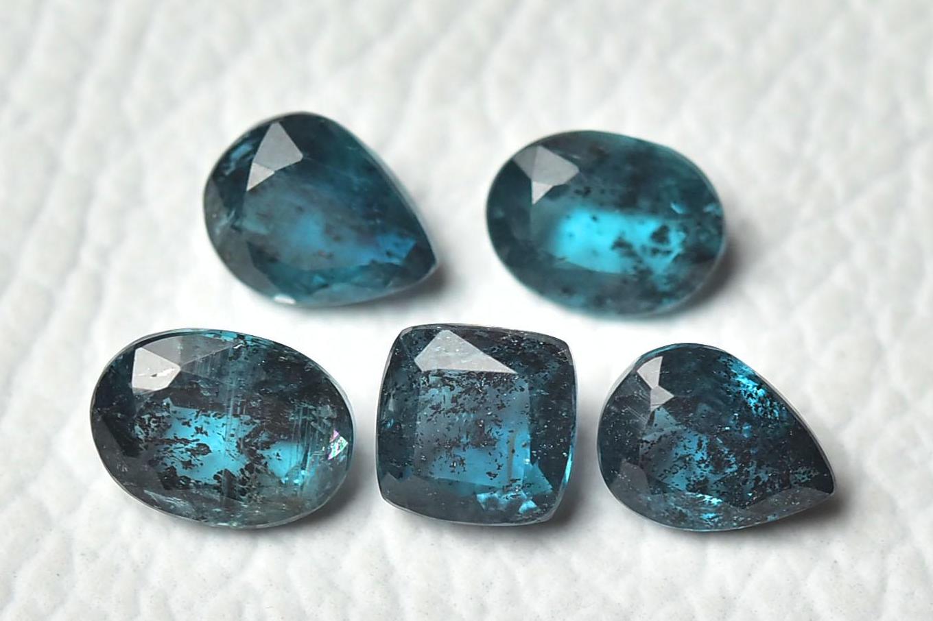 天然ティールブルーモスカイヤナイトファセット宝石5個セット 7 x 7 mm 