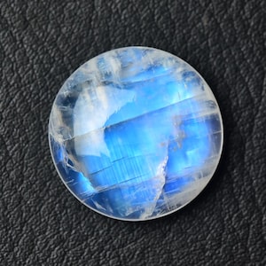 1 Pieces Natural Rainbow Moonstone Cabochons 19mm Round Shape White Moonstone Gemstones Cabs Loose Gems Stones Smooth Cabochon C-15117