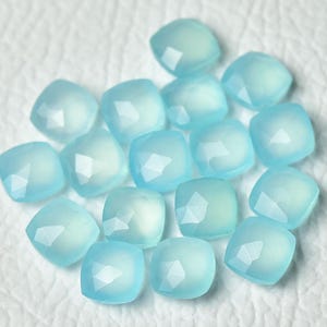 5 Stück Blauer Chalcedon Facettierte Lose Edelsteine Lot 8 mm bis 8,3 mm Kissenform Chalcedon Schliff Steine Halbedelsteine Brioletten C-8191 Bild 2