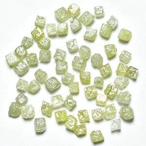 5 Pieces Rough Diamond Box Cube 2.1mm-2.5mm Natural Light Yellow Color Raw Diamonds Loose Uncut Cubes C-21935