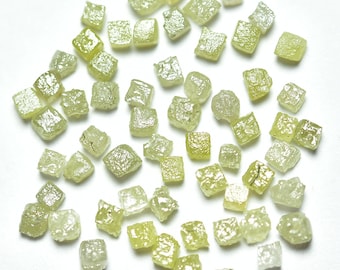 5 Pieces Rough Diamond Box Cube 2.1mm-2.5mm Natural Light Yellow Color Raw Diamonds Loose Uncut Cubes C-21935